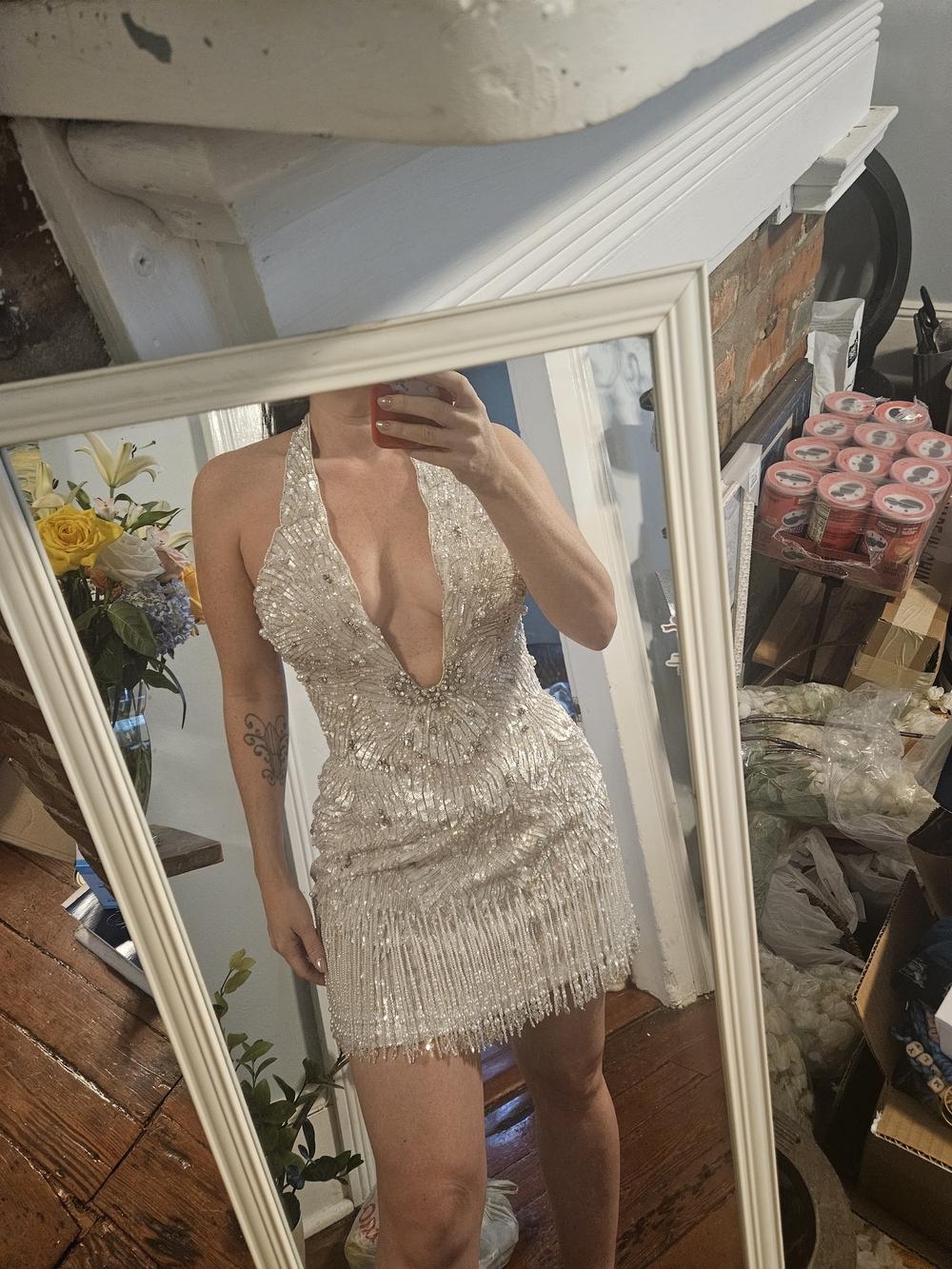 Rosie Etienne SIREN Deep V Halter Mini Dress - Picture 5 of 6